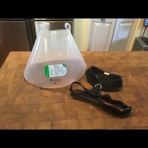 Soft Dog Harness and Clear Clinic Collar
